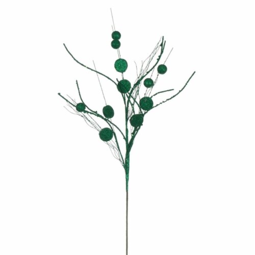 Vickerman QG220844 33 in. Seafoam Ball & Coin Twig Spray, 6 Piece - Pack of 36 Perspective: front