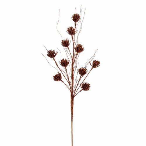 Vickerman QG224488 30 in. Copper Mini Flower Glitter Spray, 6 Piece per Bag Perspective: front
