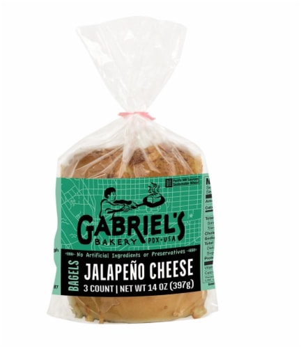 Gabriel's Bakery Jalapeno Cheese Bagels Perspective: front