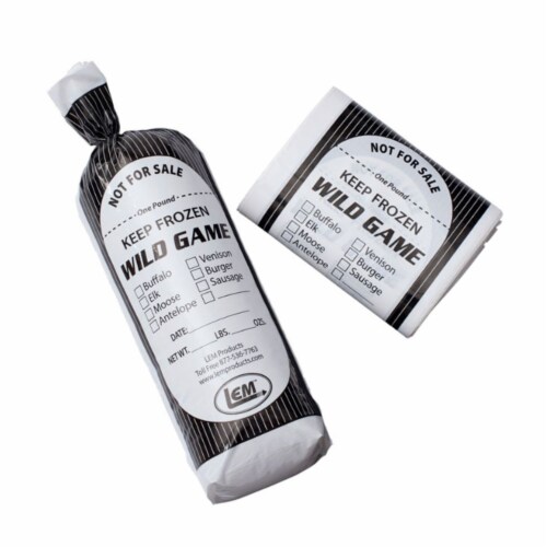 LEM Wild Game Bags 1 Pound Freezer Storage 100 Count Ground Meat Packaging 870 Perspective: front