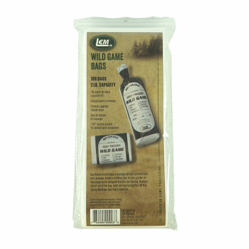 LEM Wild Game Bags 2 Pound Freezer Storage 100 Count Ground Meat Packaging 903 Perspective: front