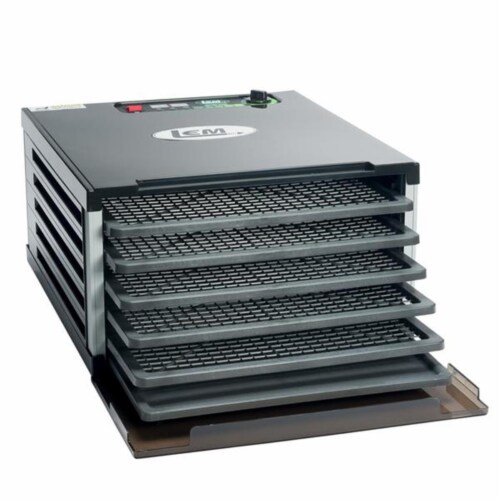 Lem Products 6723290 7.5 sq. ft. Mighty Bite Food Dehydrator, Brushed Nickel & Silver Perspective: front