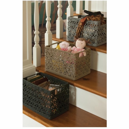 Heritage Lace Mode Crochet Wire Basket, Tan - 12 x 7 x 8 in. Perspective: front