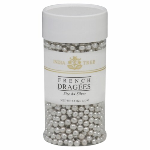 India Tree Size #4 Silver French Dragees Perspective: front