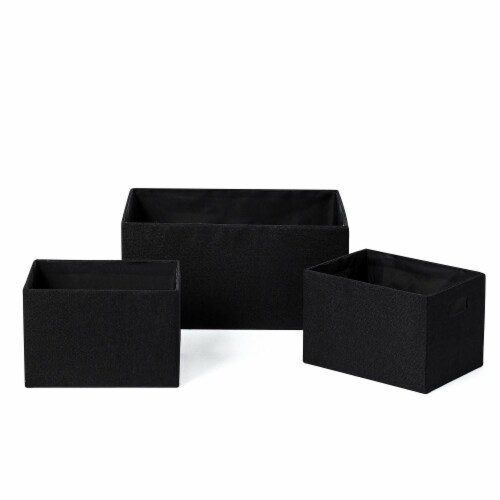 Home Outfitters S 3 Faux Linen Covered Cardboard Rect Storage Bins