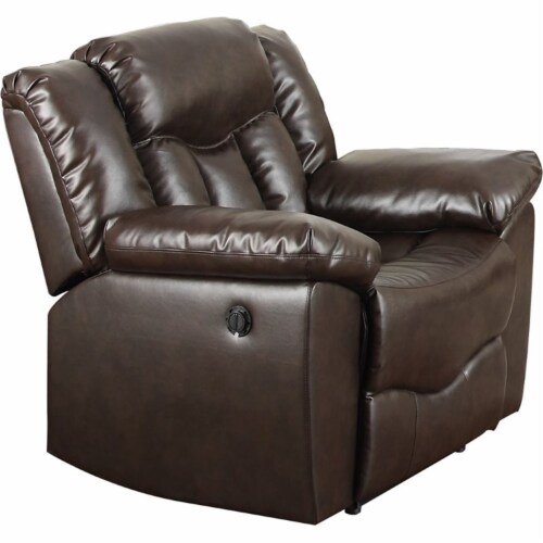 Nathaniel Home James Leather Upholstered Recliner in Brown, 1 Fred Meyer