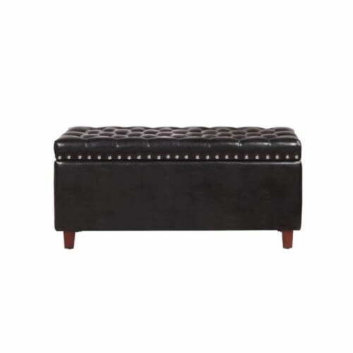 Nathaniel Home Brantley 18 Leather Tufted Nailhead Storage Ottoman