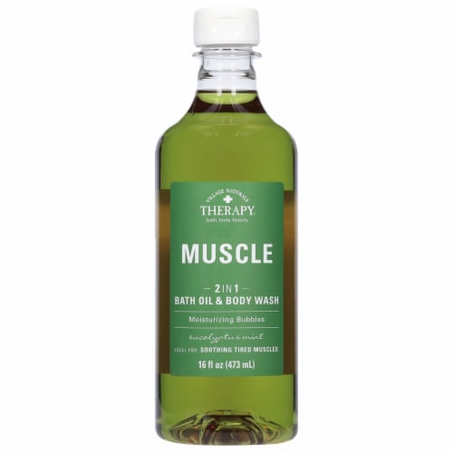 Village Naturals Therapy® Aches + Pains Muscle Relief Foaming Bath Oil & Body Wash Perspective: front