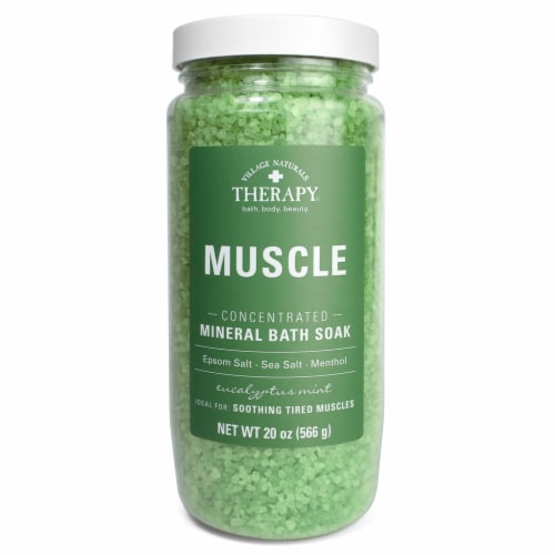 Village Naturals Therapy Aches + Pains Muscle Relief Mineral Bath Soak Perspective: front