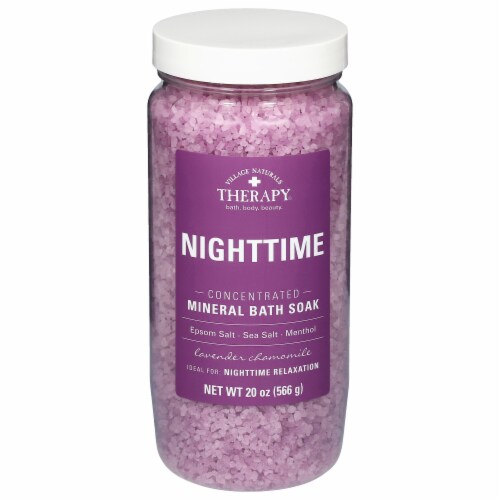 Village Naturals Aches + Pains Nighttime Relief Mineral Bath Soak Perspective: front