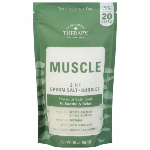 Village Naturals Therapy Muscle Relief Foaming Body Soak Perspective: front