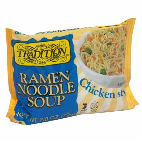 Tradition Low Fat Chicken Style Ramen Noodle Soup Perspective: front