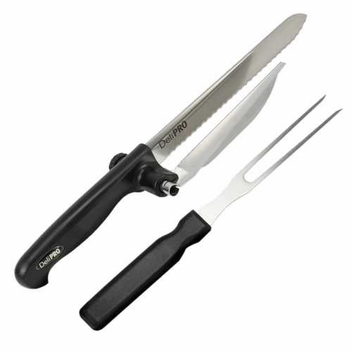 Deli Pro Knife and Fork with Slicing Guide Perspective: front