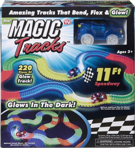 Car Toy Set NEW Magic Tracks 220 Pieces Glow in the Dark Track 11 ft Speedway 