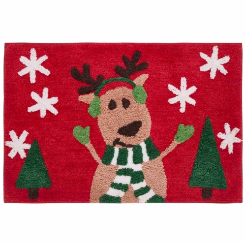 Christmas 20 x 30 Inch Reindeer Tufted Bath Mat Perspective: front