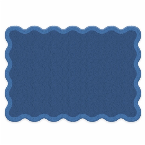 Blue Scallop Tufted Bath Rug Perspective: front