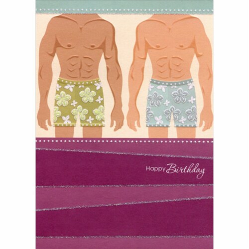 Designer Greetings Two Men in Floral Swim Trunks Birthday Card 1 card 1 envelope Fred Meyer