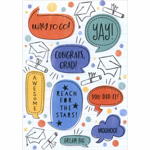 DG Colorful Talk Bubbles on Lined Paper: Way to Go, Yay, Congrats 