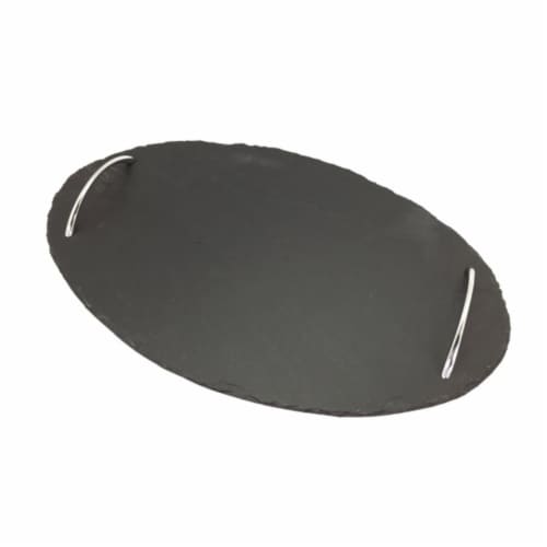 EVCO 73495 Slate Tray 15.75 x 10 in. Oval With Handles Perspective: front