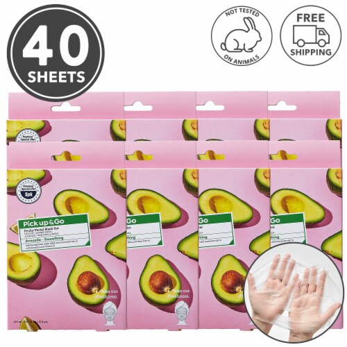 Pick Up & Go 40 Sheets Smoothing Avocado Facial Sheet Mask Perspective: front