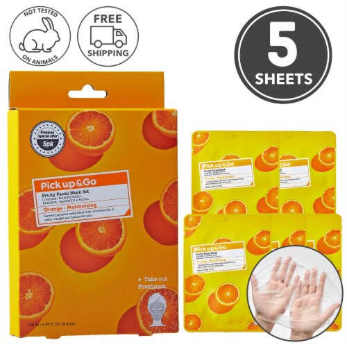 Pick Up & Go 5 Sheets Moisturizing Orange Facial Sheet Mask Perspective: front