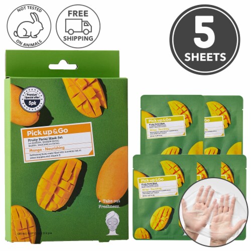 Pick Up & Go 5 Sheets Nourishing Mango Facial Sheet Mask Perspective: front