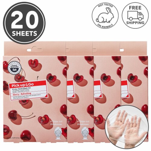Pick Up & Go 20 Sheets Refreshing Cherry Facial Sheet Mask Perspective: front