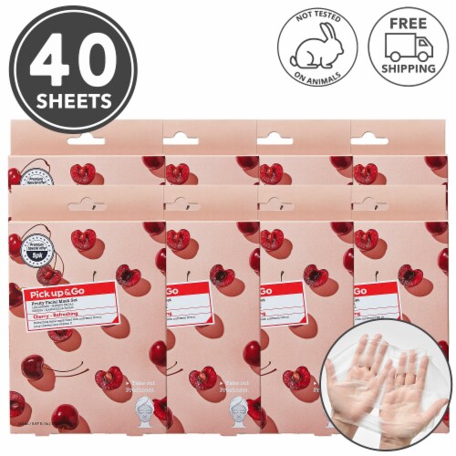 Pick Up & Go 80 Sheets Refreshing Cherry Facial Sheet Mask Perspective: front