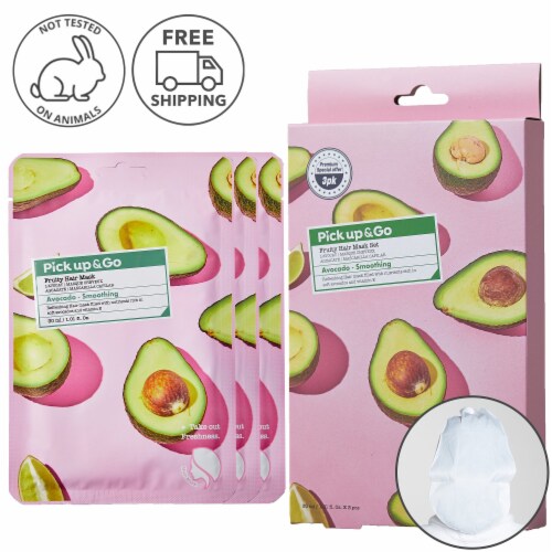 Pick Up & Go 3 Sheets Smoothing Avocado Hair Mask Cap Perspective: front