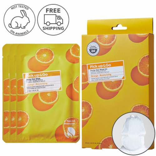 Pick Up & Go 3 Sheets Moisturizing Orange Hair Mask Cap Perspective: front