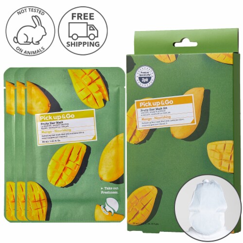 Pick Up & Go 3 Sheets Nourishing Mango Hair Mask Cap Perspective: front