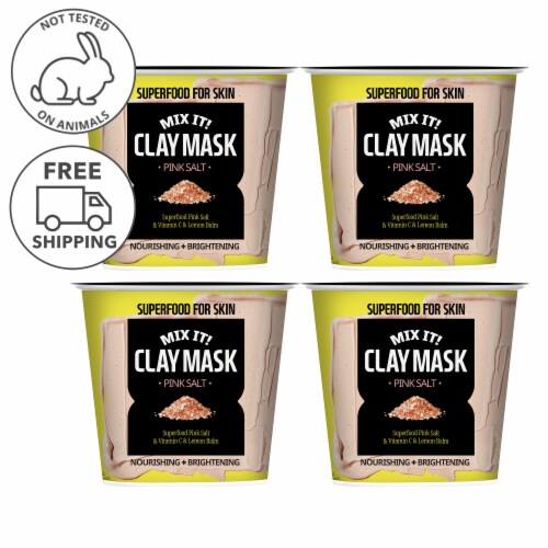 FARMSKIN 4 Packs Nourishing Brightening Pink Salt Clay Masks (Superfood) Perspective: front
