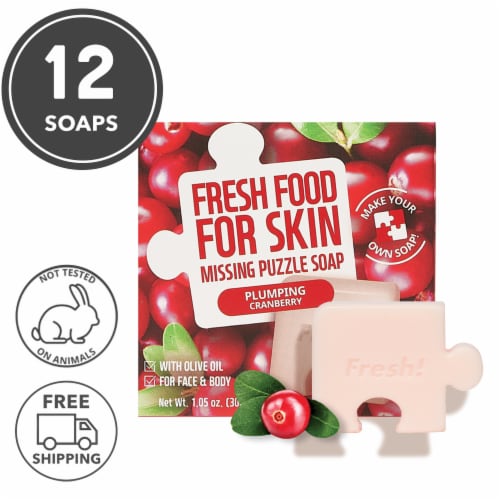 Farmskin 12 Packs Plumping Cranberry Puzzle Soaps (Freshfood) Perspective: front