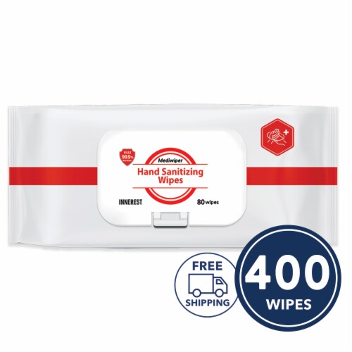 Mediwiper Gentle Hand Sanitizer Wipes (400 Wipes, 80ct x5pks) Perspective: front
