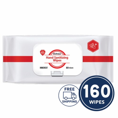 Mediwiper Gentle Hand Sanitizer Wipes (160 Wipes, 80ct x2pks) Perspective: front