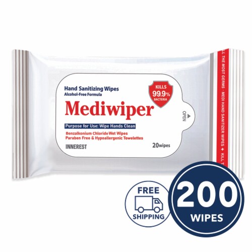 Mediwiper Gentle Hand Sanitizer Wipes (200 Wipes, 20ct x10pks) Perspective: front