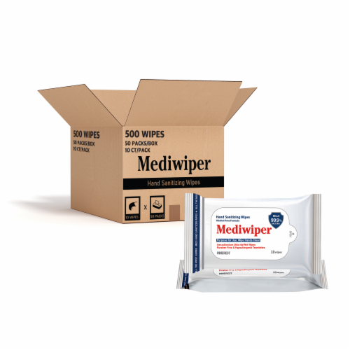 Mediwiper 500 wipes Antibacterial Alcohol-Free Hand Sanitizer Wipes - 10  Count, 50 Packs, 500 Wipes - Harris Teeter