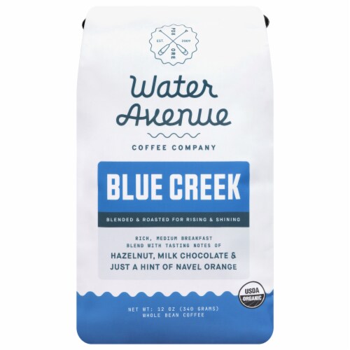 Water Avenue Blue Creek Medium Roast Whole Bean Coffee Perspective: front