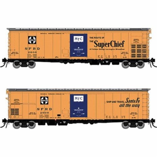 Rapido RAP156001 HO Scale Santa Fe RR-56 Mechanical Reefer Super Chief Slogan Car, Pack of 4 Perspective: front