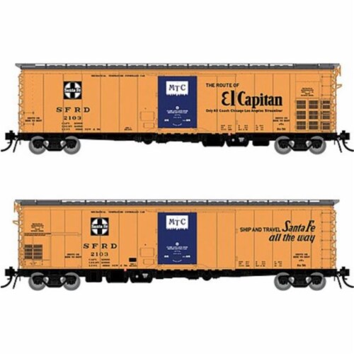 Rapido RAP156005 HO Scale Santa Fe RR-56 Mechanical Reefer El Capitan Slogan Car, Pack of 4 Perspective: front