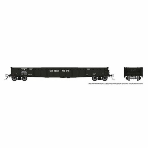 Rapido RAP50051 52 ft. 6 in. HO Scale Canadian Pacific Canadian Mill Gondola Train, Pack of 6 Perspective: front