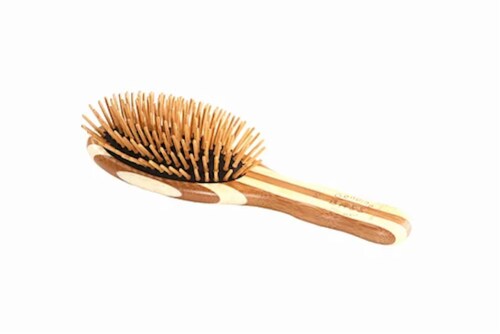 Bass Brushes The Green Brush - Small Oval Hairbrush With Bamboo Pins Perspective: front