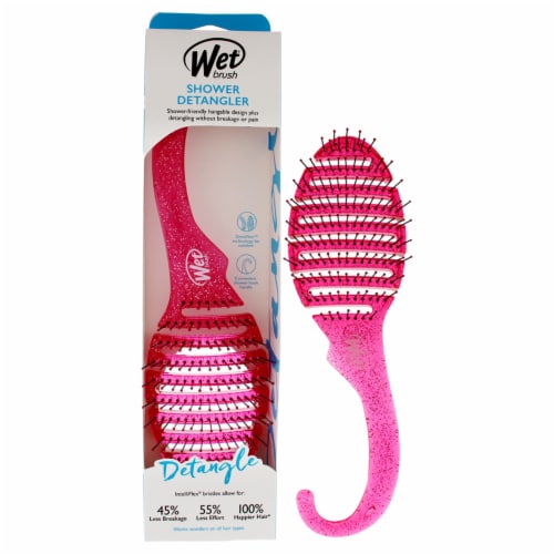 Wet Brush® Shower Detangler Brush - Pink Glitter Perspective: front