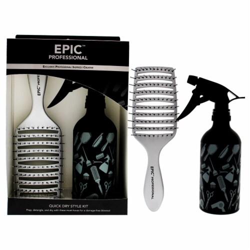 Wet Brush Epic Quick Dry Style Kit Quick Dry Hair Brush, Aluminum Spray bottle 2 Pc Kit Perspective: front