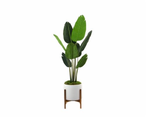 SilkCraft Potted Plant with Stand - White Perspective: front