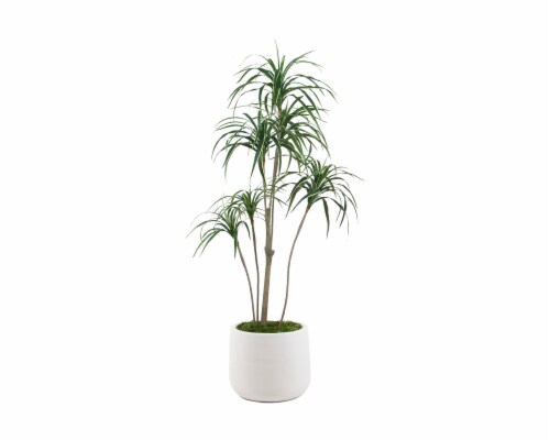 Silkcraft Large Artificial Yucca Tree Plant in Round Pot - White Perspective: front