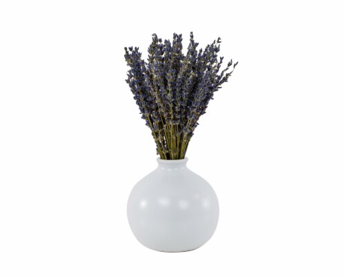 Silkcraft Dried Lavender in Vase - White Perspective: front