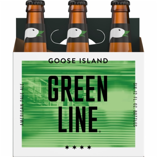 Goose Island Green Line Pale Ale Bottles Perspective: front