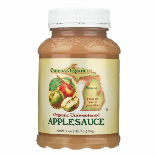 Omena Organics Apple Sauce - Organic - Unsweetend - Case of 12 - 23 oz. Perspective: front