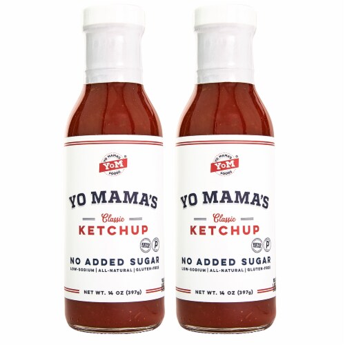 Yo Mama's Foods Keto Classic Ketchup – Pack of (2) - No Sugar Added, Low Carb, Vegan Perspective: front